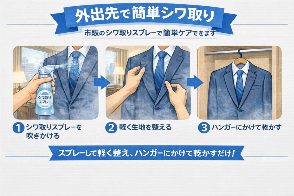 しわ取りスプレーでシワを取る