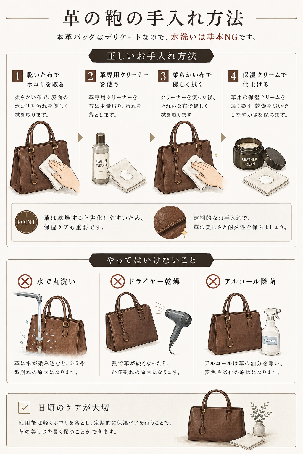 レザーバッグのクリーニング方
