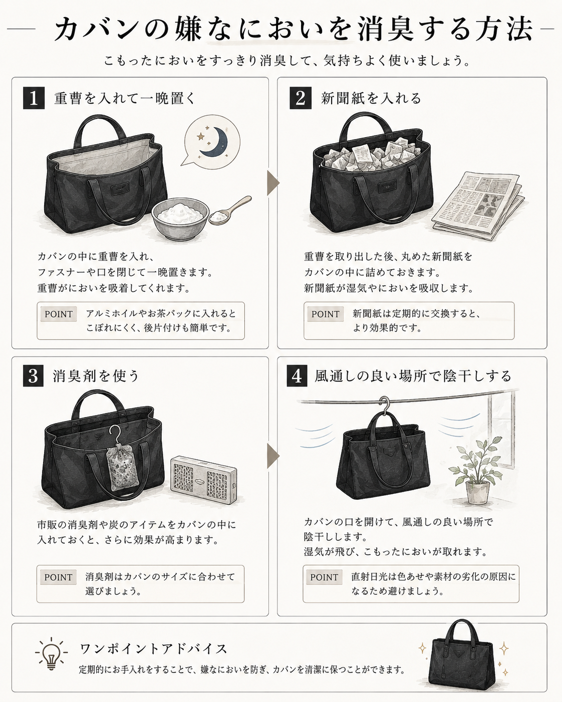 バッグの消臭方法