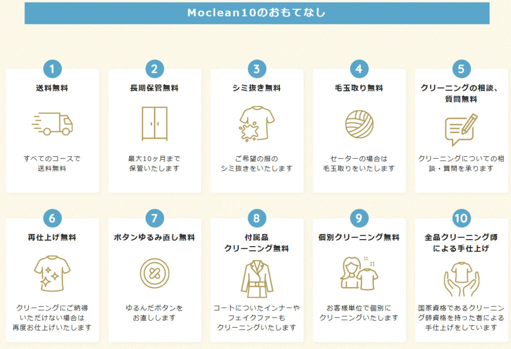 モクリン10のおもてなし